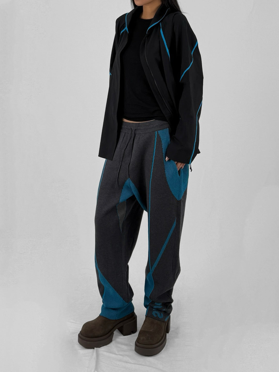 SAUL NASH Anthracite/Turquoise Pants