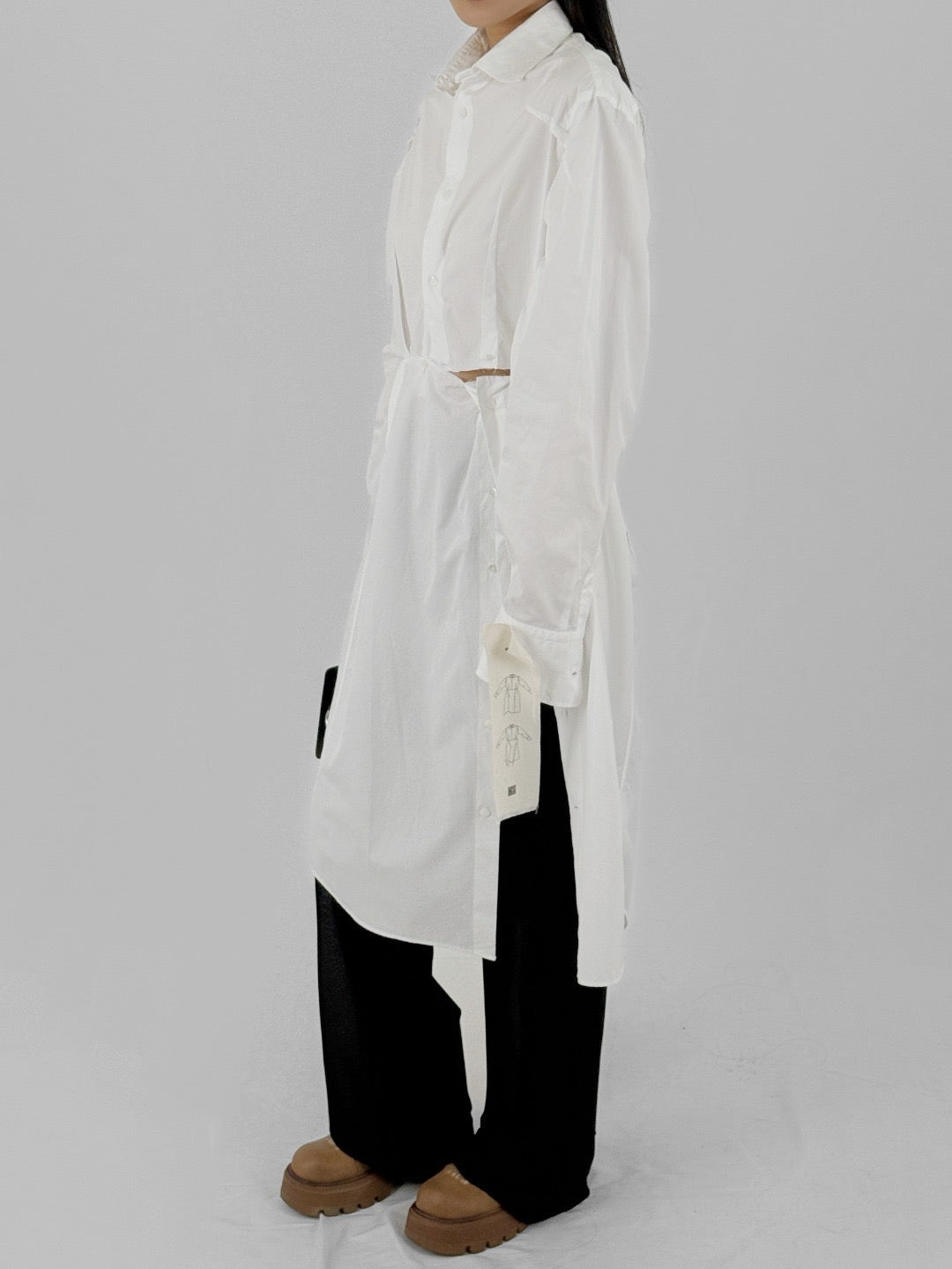 SETCHU - Darts Dress Shirts Long - AW25 - White