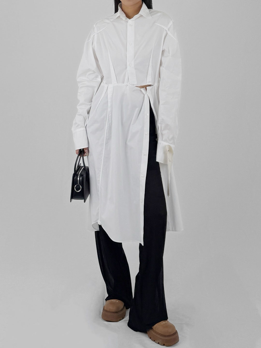 SETCHU - Darts Dress Shirts Long - AW25 - White