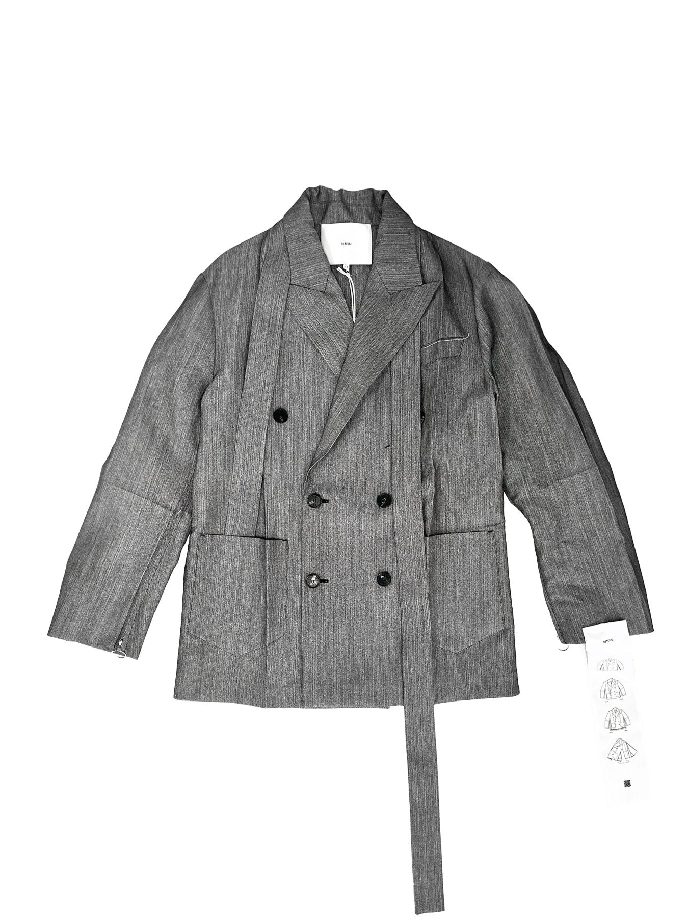 SETCHU Grey Origami Jacket 3 Open Side Gomashio