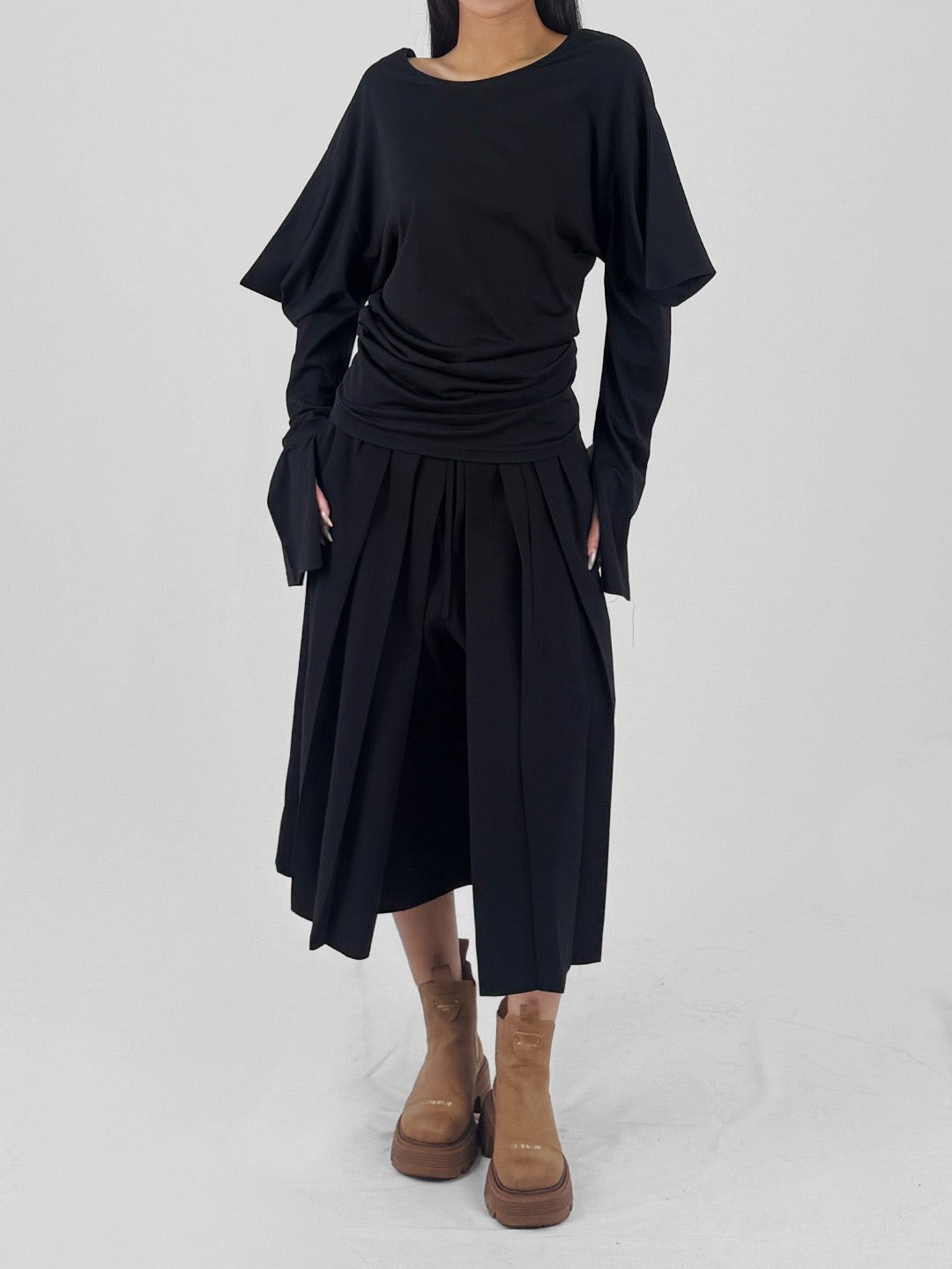 SETCHU - Hakama Pants Medium Matte Shiny - AW25 - Black