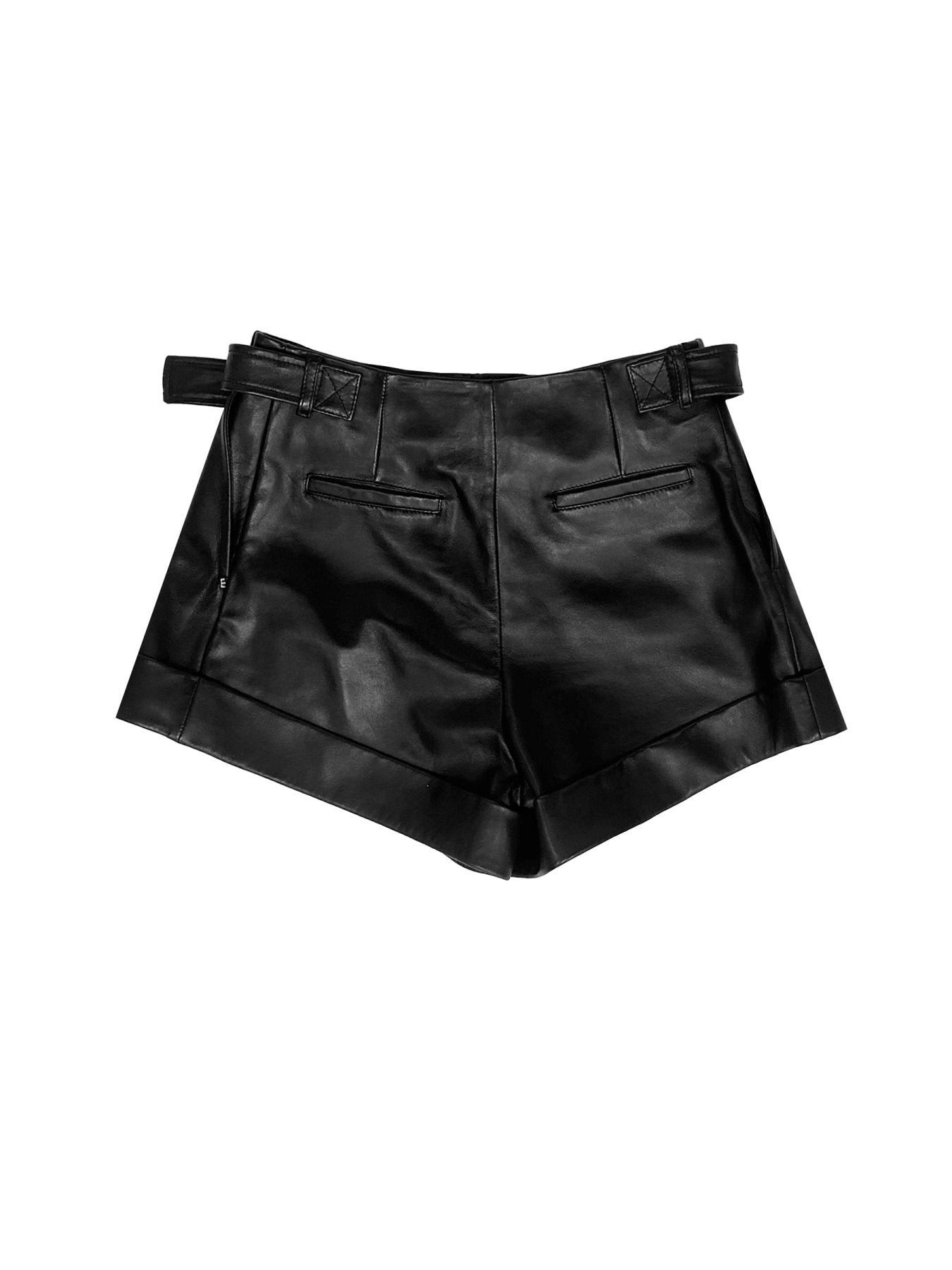SPORTMAX Black Spxvasaio Leather Short