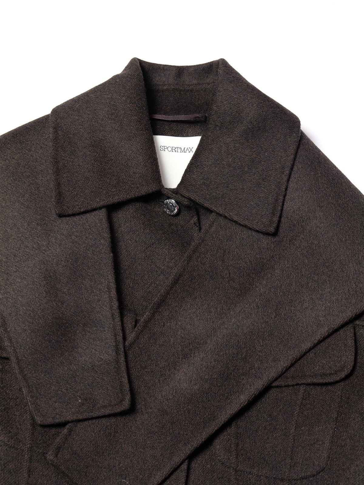 SPORTMAX Chocolate Twill Spxcalcio Long-Short Coat+1Piece