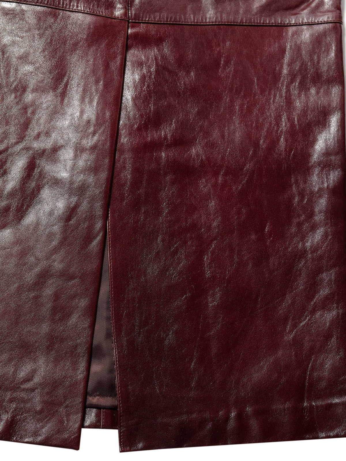 SPORTMAX Plum Spxlappole Leather Skirt