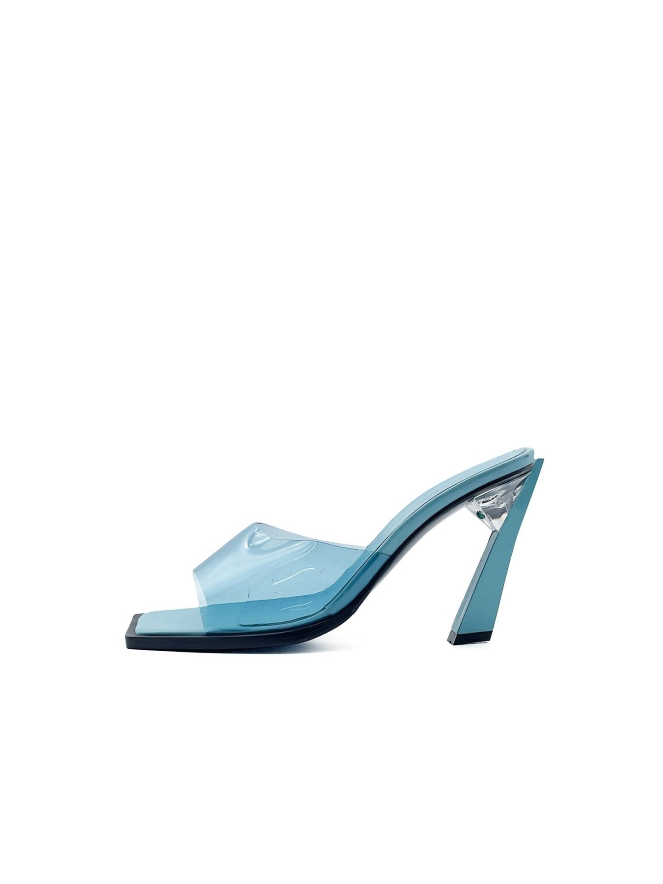 Steven Ma Blue Oblique Heel Sandals