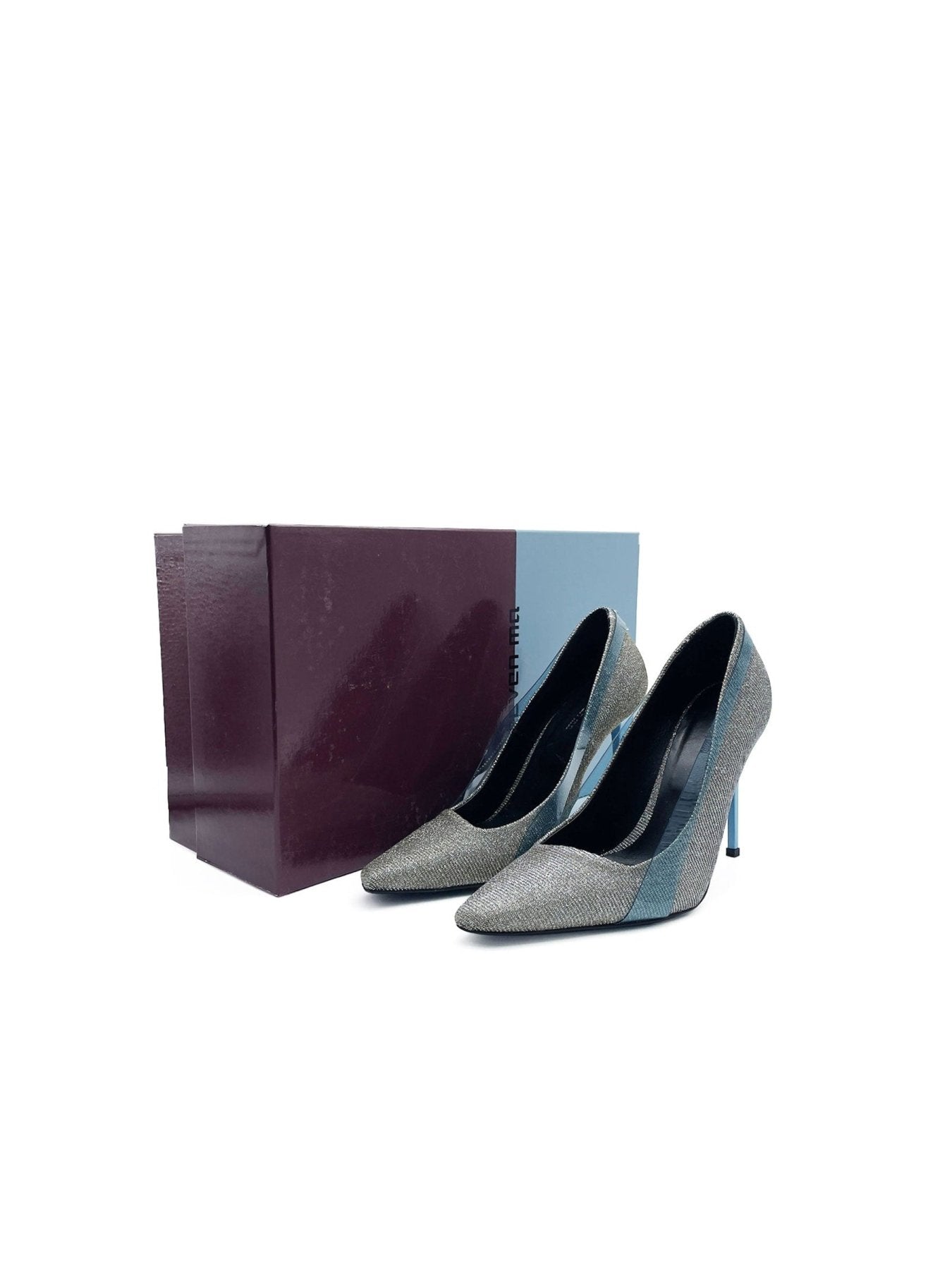 Steven Ma Silver/Light Blue Wrapped Heels