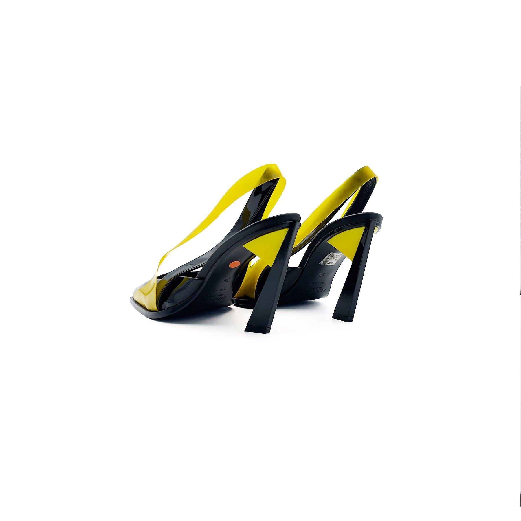 Steven Ma - Slingback Heels - AW23 - Black Patent Yellow
