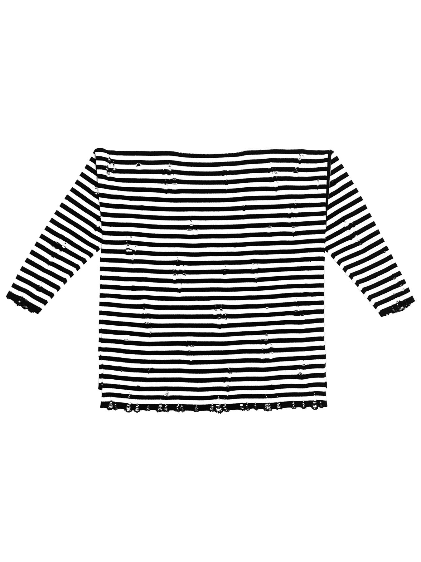 SULVAM Black Damage Border Knit