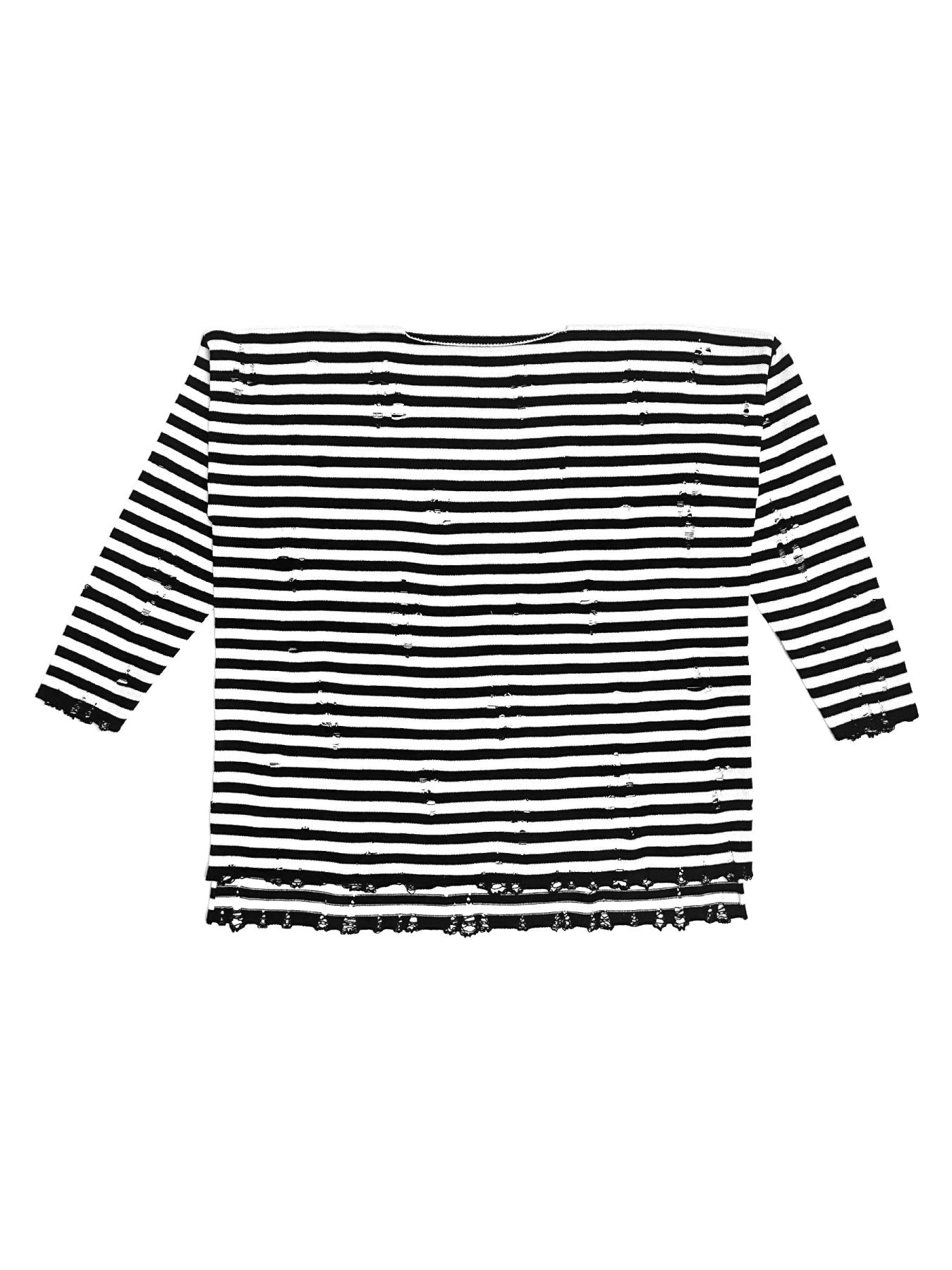 SULVAM Black Damage Border Knit