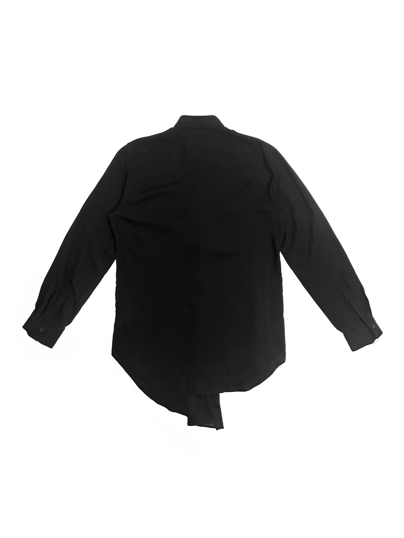 SULVAM Black Front Left Pleat Rayon Shirt