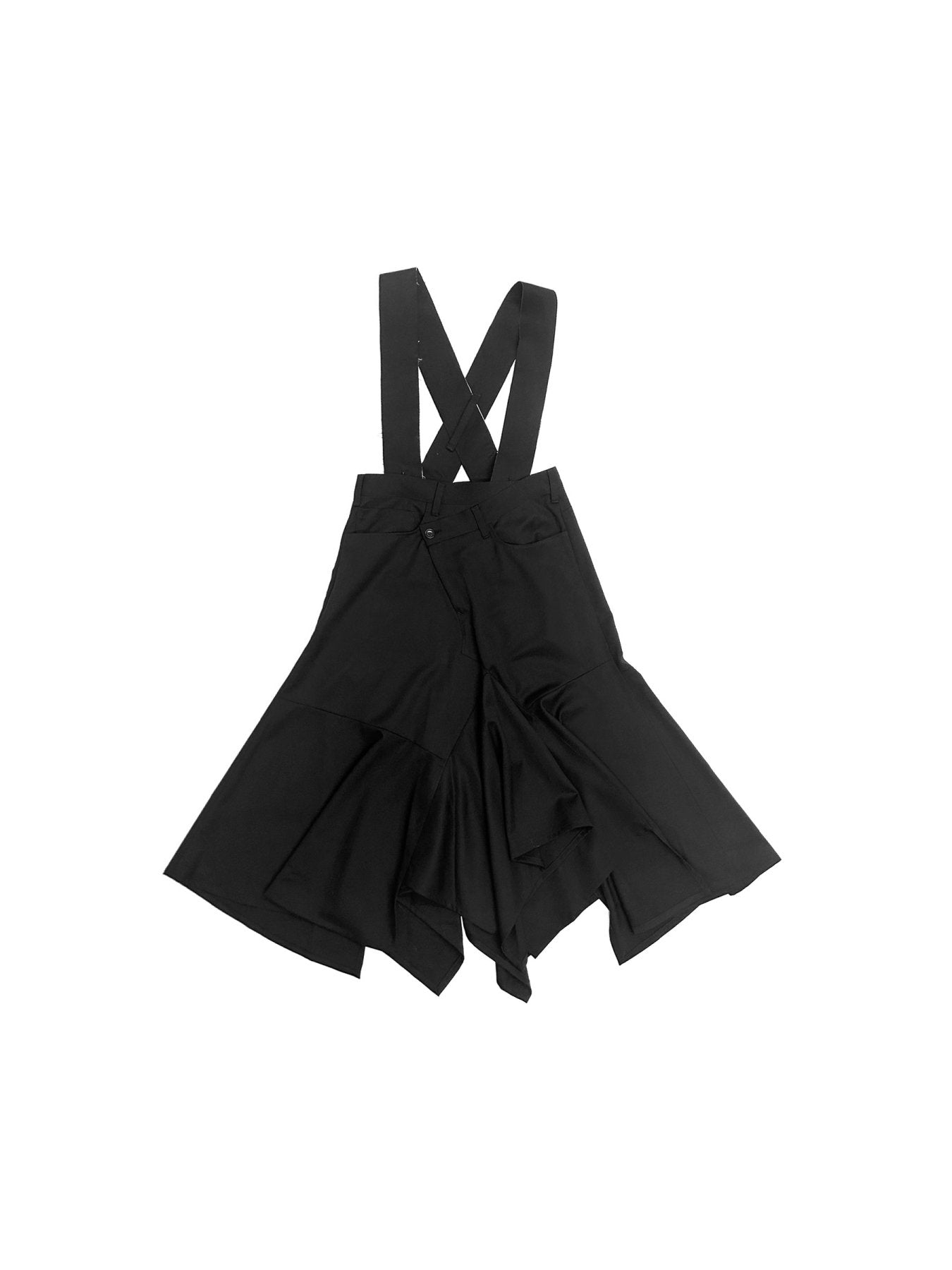 SULVAM Black Garbadine Asymmetrical Skirt