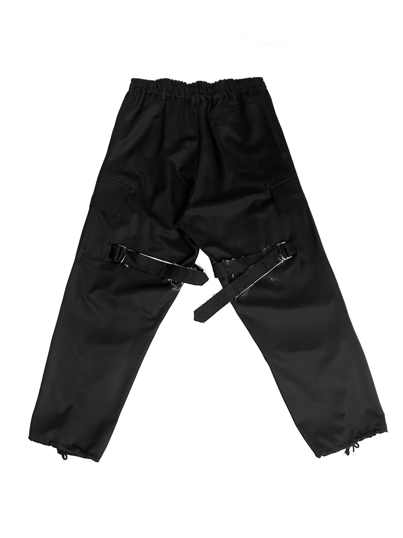 SULVAM Black Garbadine Cargo Bondage Pants