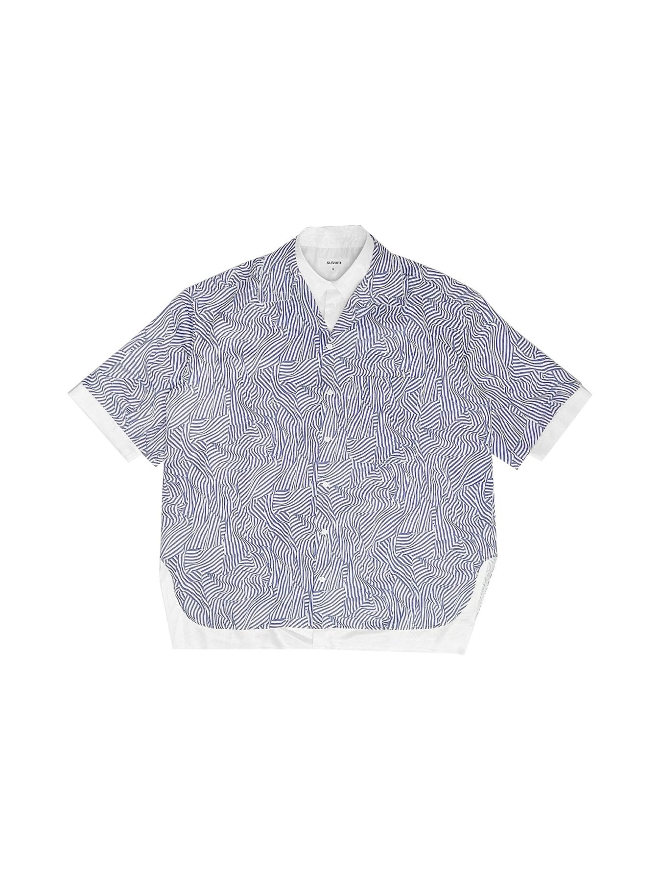 SULVAM Blue Crazy Stripe Lining Shirt