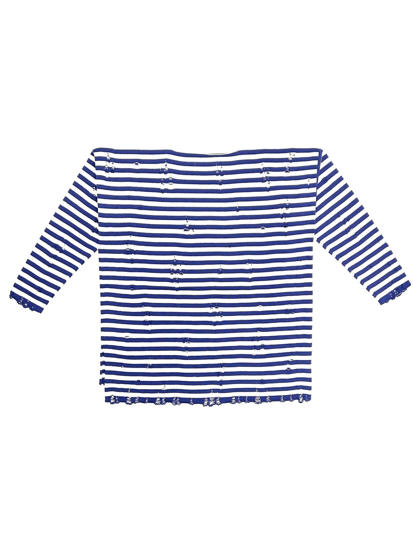 SULVAM Blue Damage Border Knit