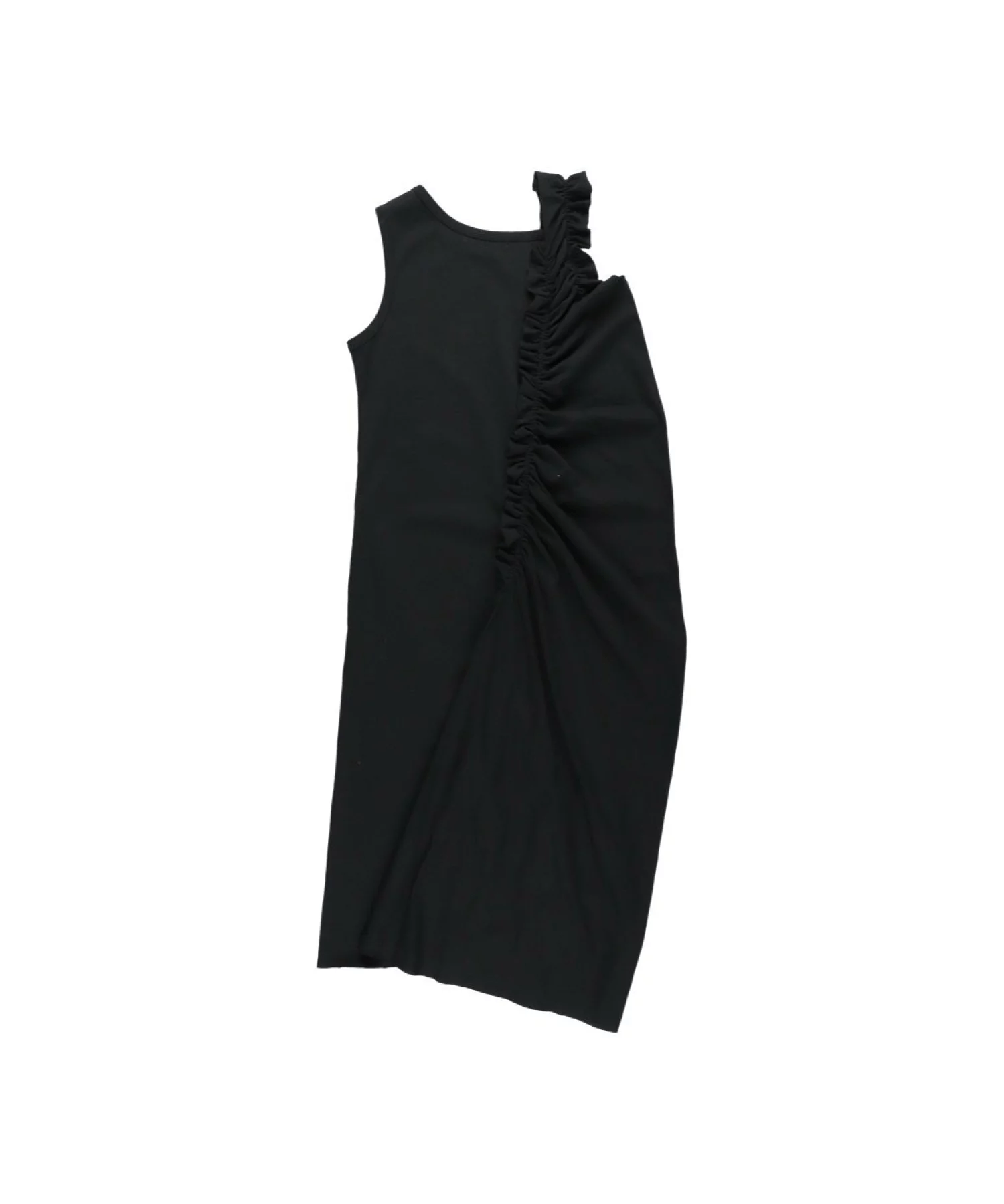SULVAM - Gathering Long Dress T-Shirt - SS25 - BLACK