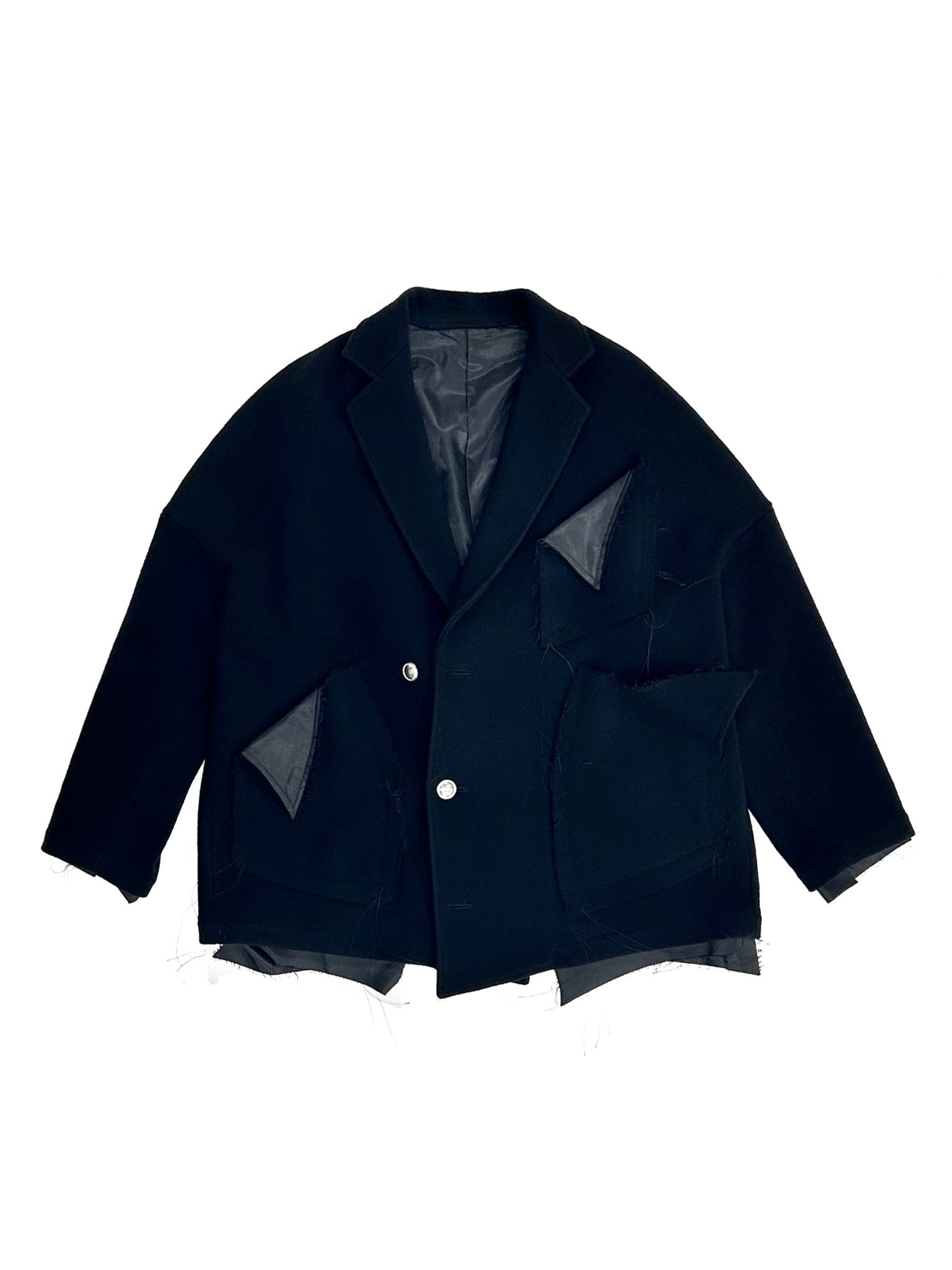 Sulvam - Short Broken Coat - AW25 - BLACK BLACK