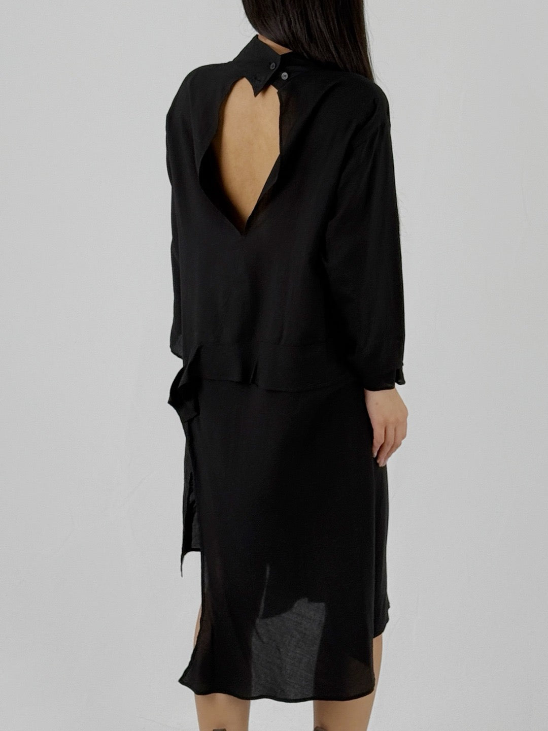 SULVAM - Stand Dress Shirt - SS25 - BLACK