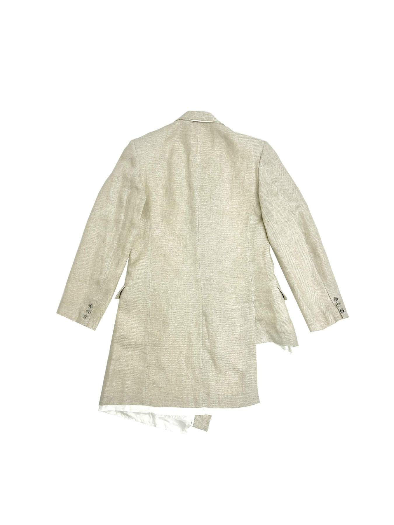 SULVAM White Linen Asymmetrical Jacket