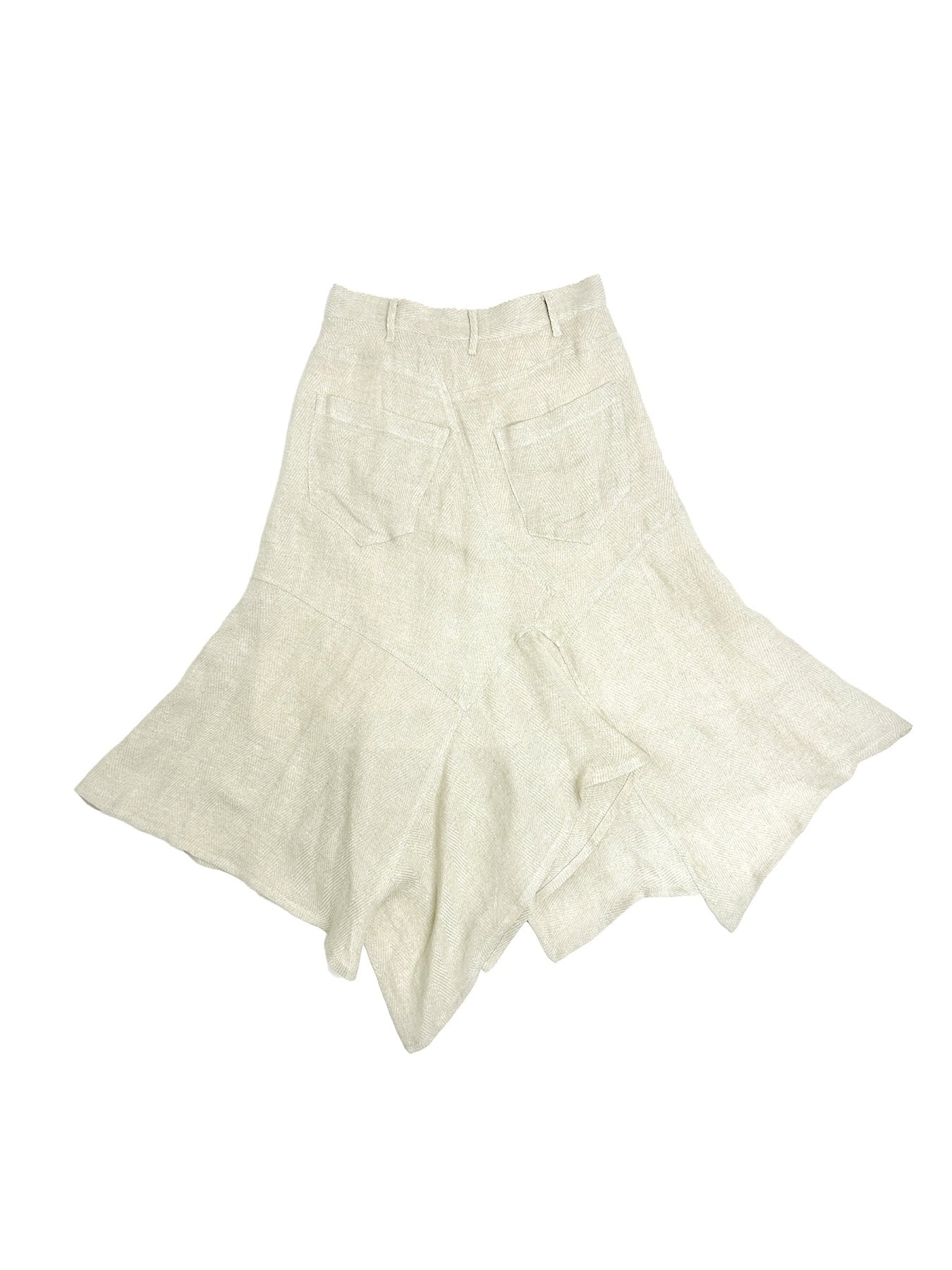 SULVAM White Linen Asymmetrical Skirt