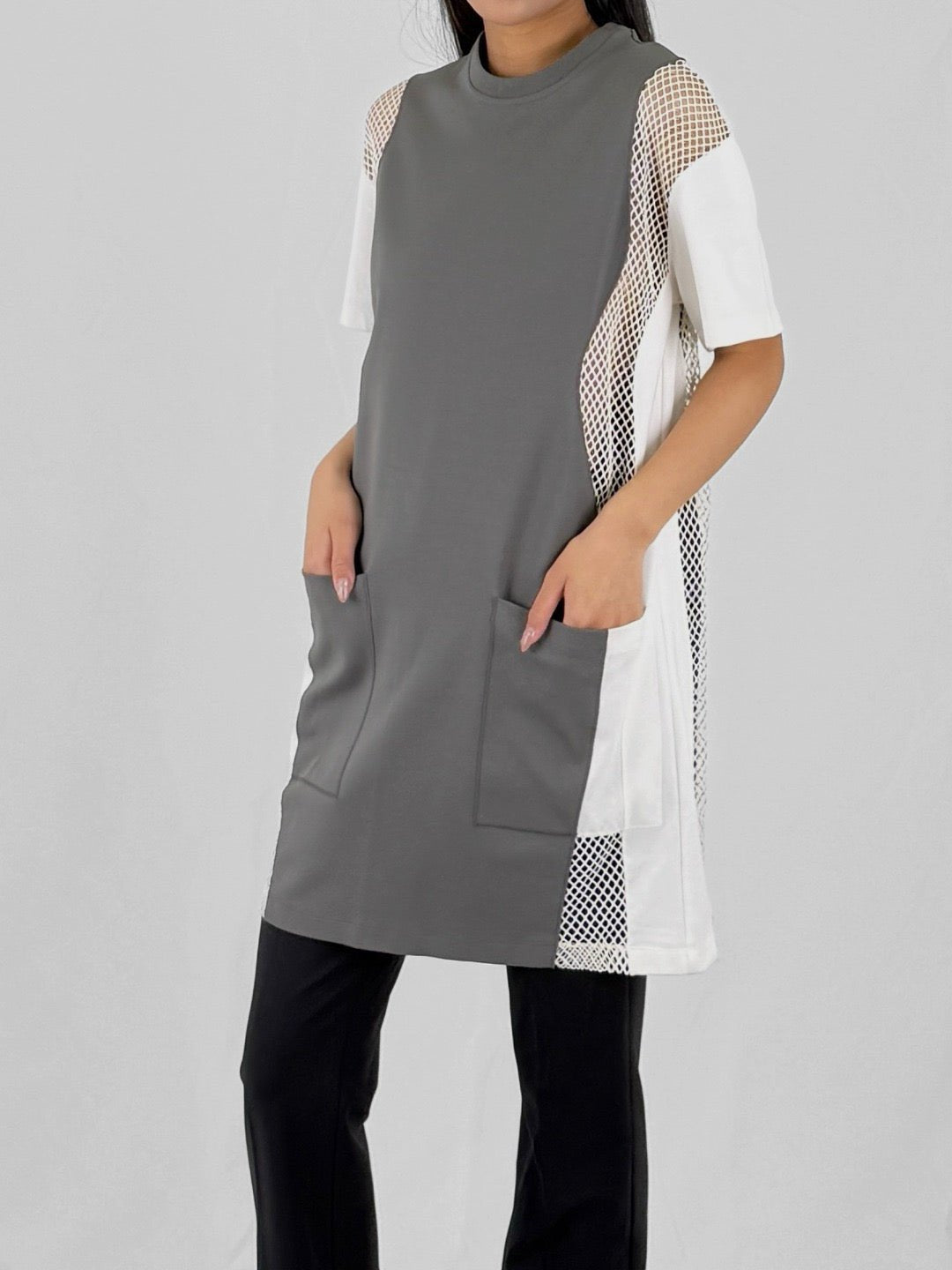 VAARA Grey Mesh Insert Dresses