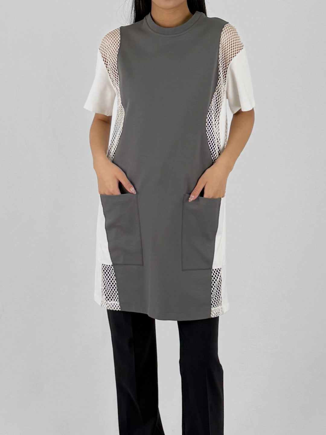 VAARA Grey Mesh Insert Dresses