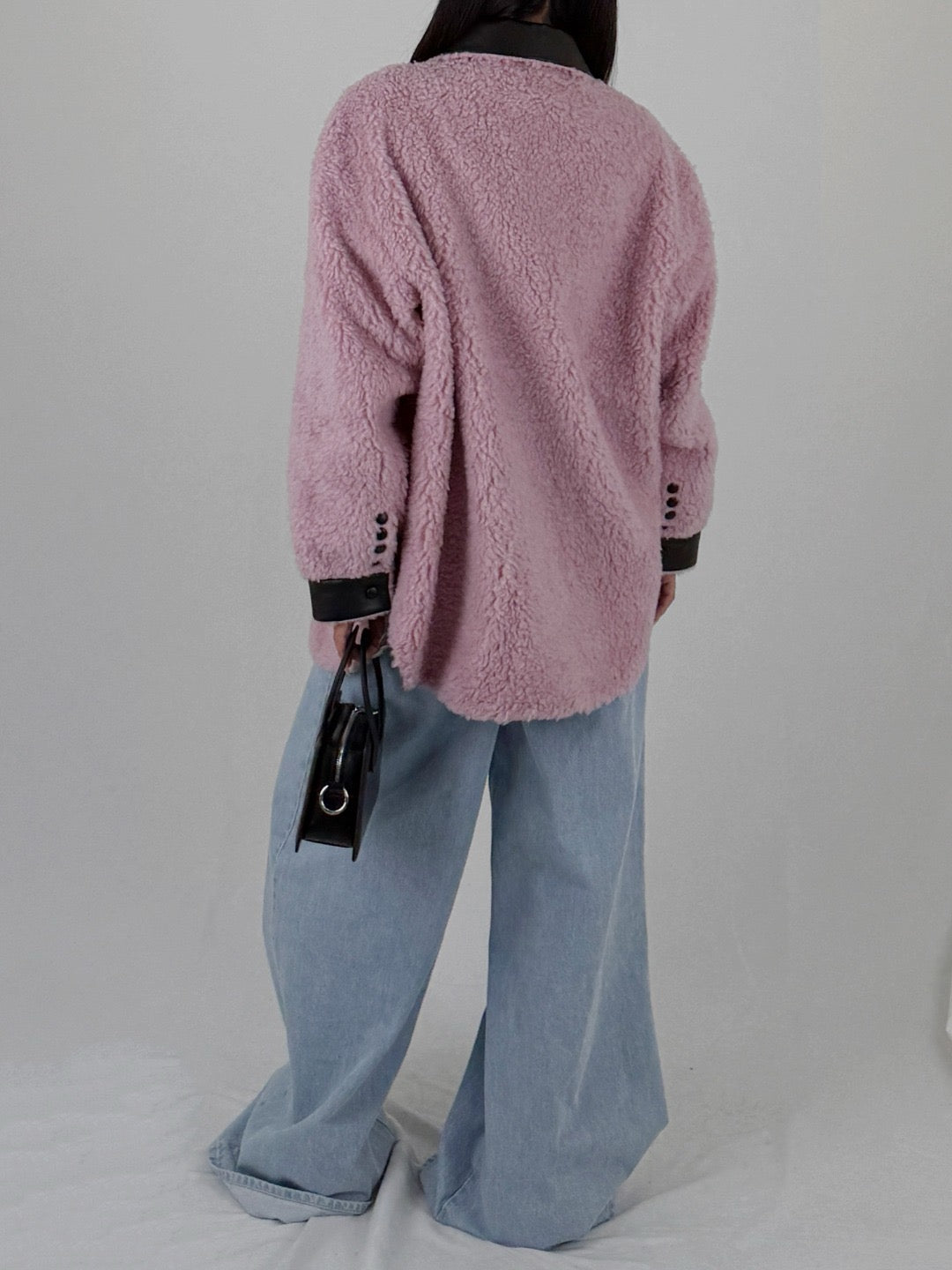 VII VICTOR Pink X Wang Shearling Leather Midi Jackets