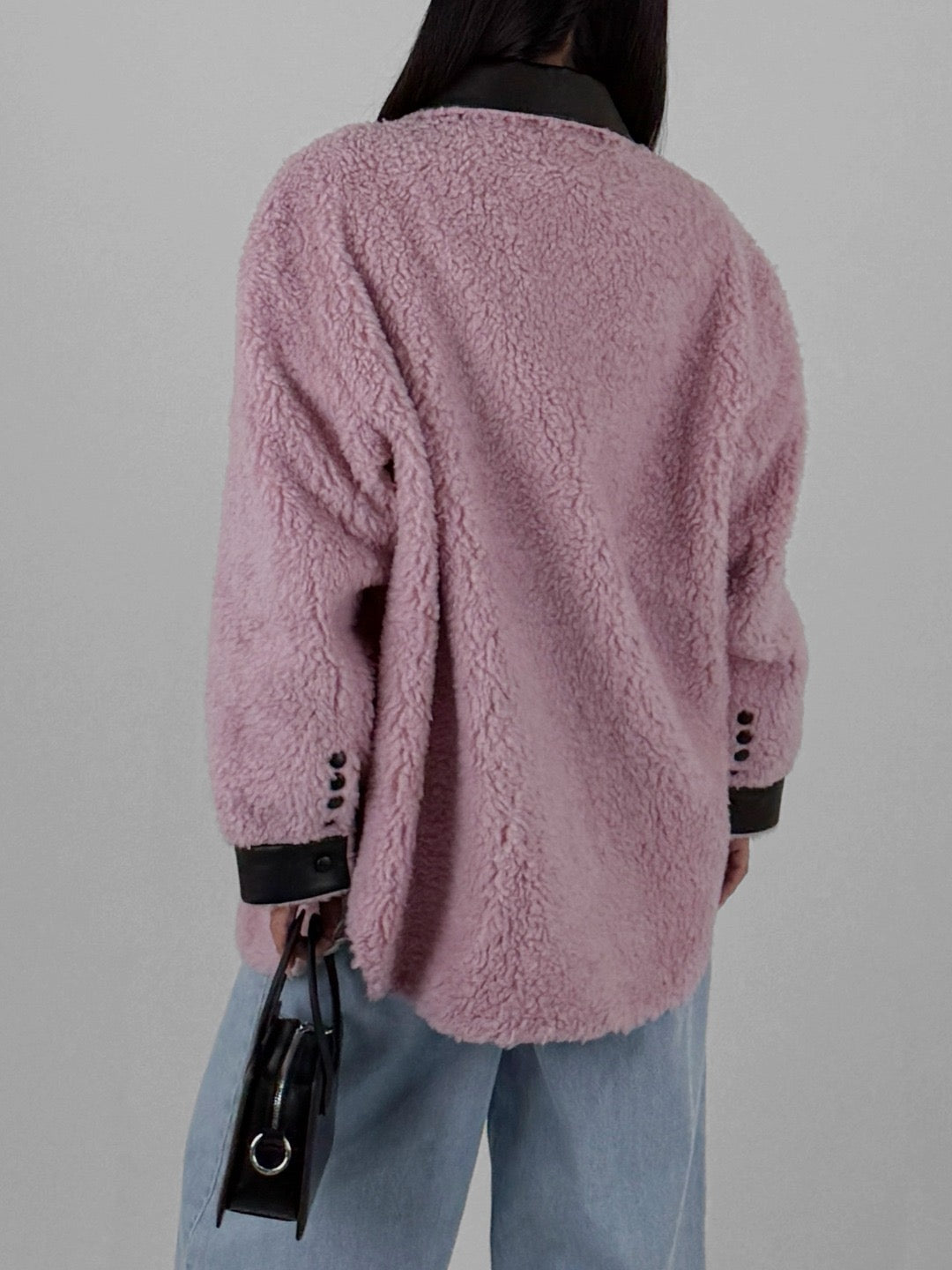 VII VICTOR Pink X Wang Shearling Leather Midi Jackets