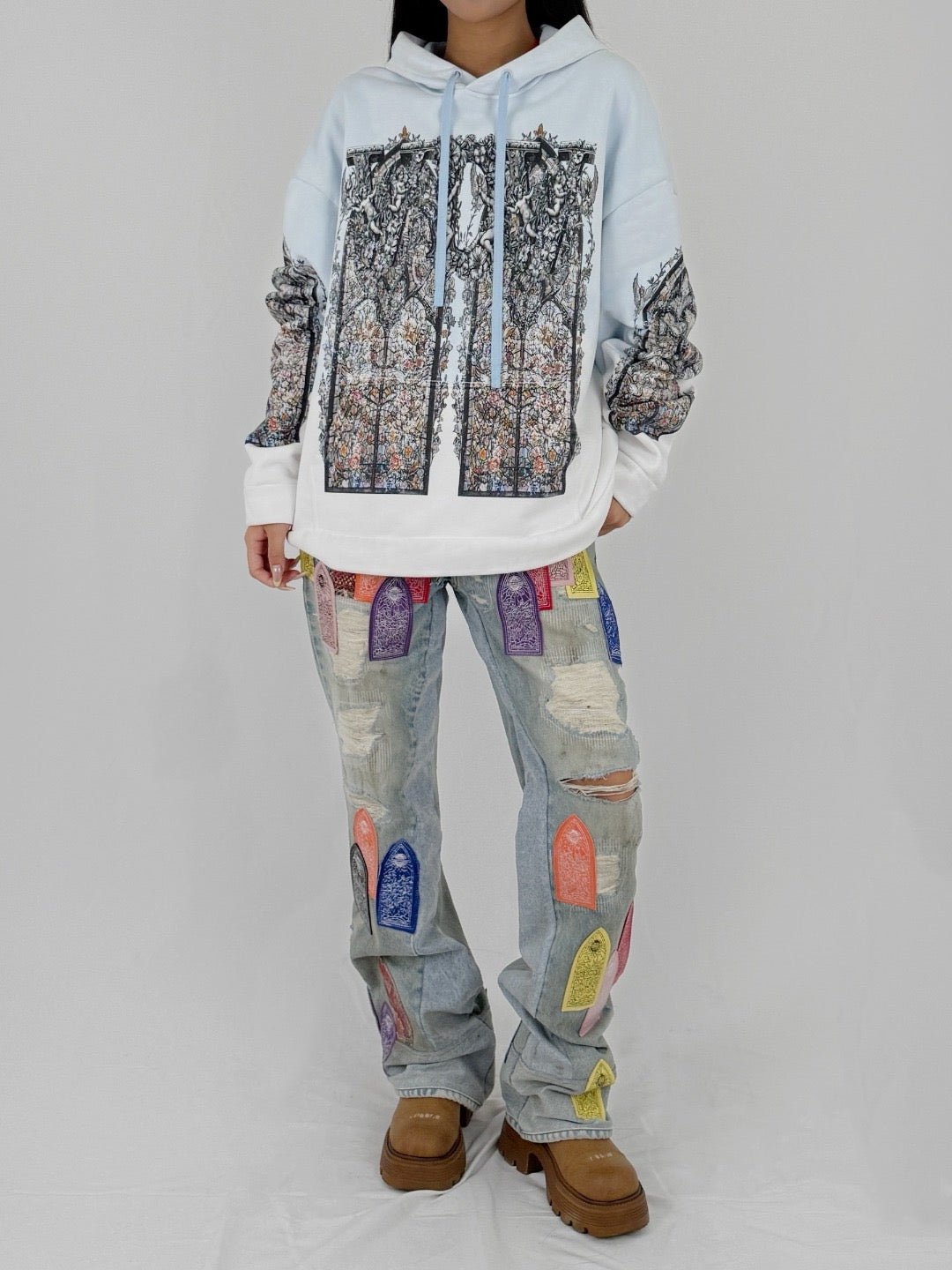 WHO DECIDES WAR - Patch Arched Repaired Distressed Denim - SS25 - MULTI