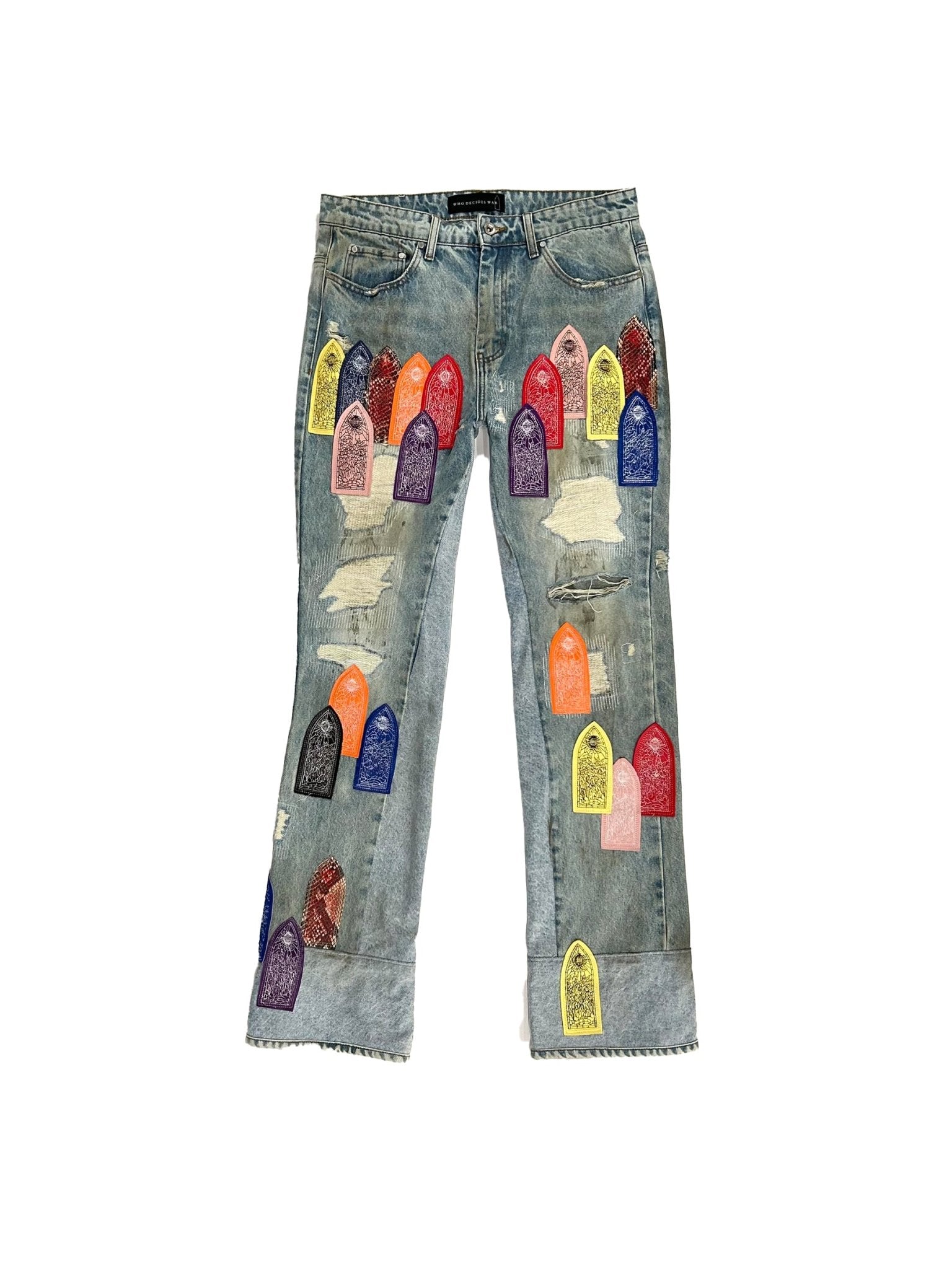 WHO DECIDES WAR - Patch Arched Repaired Distressed Denim - SS25 - MULTI