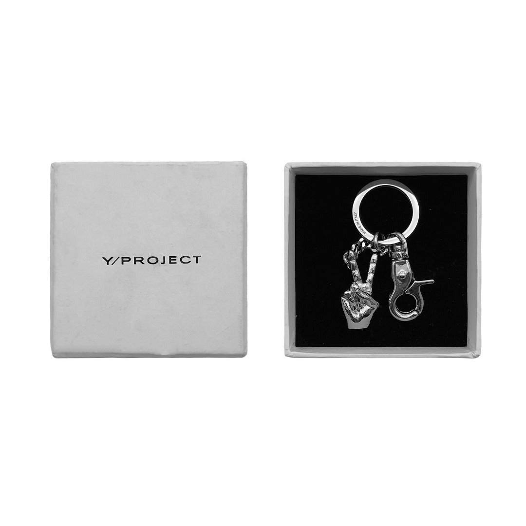 Y/PROJECT - MINI FINGER HEART KEYRING - SS24 - SILVER