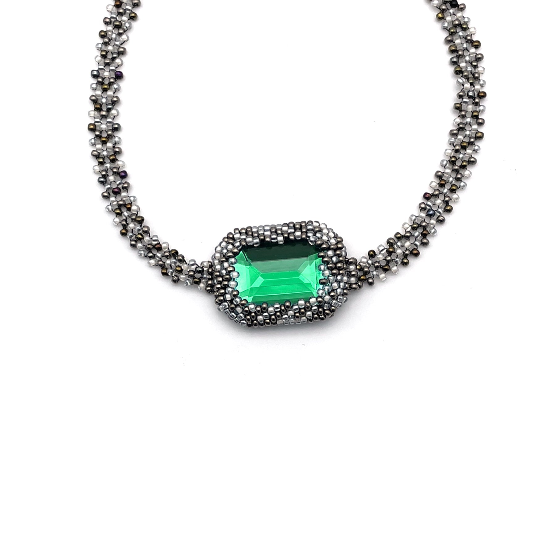 YUEQIQI - Beaded Jubilee Necklace - AW23 - GREEN