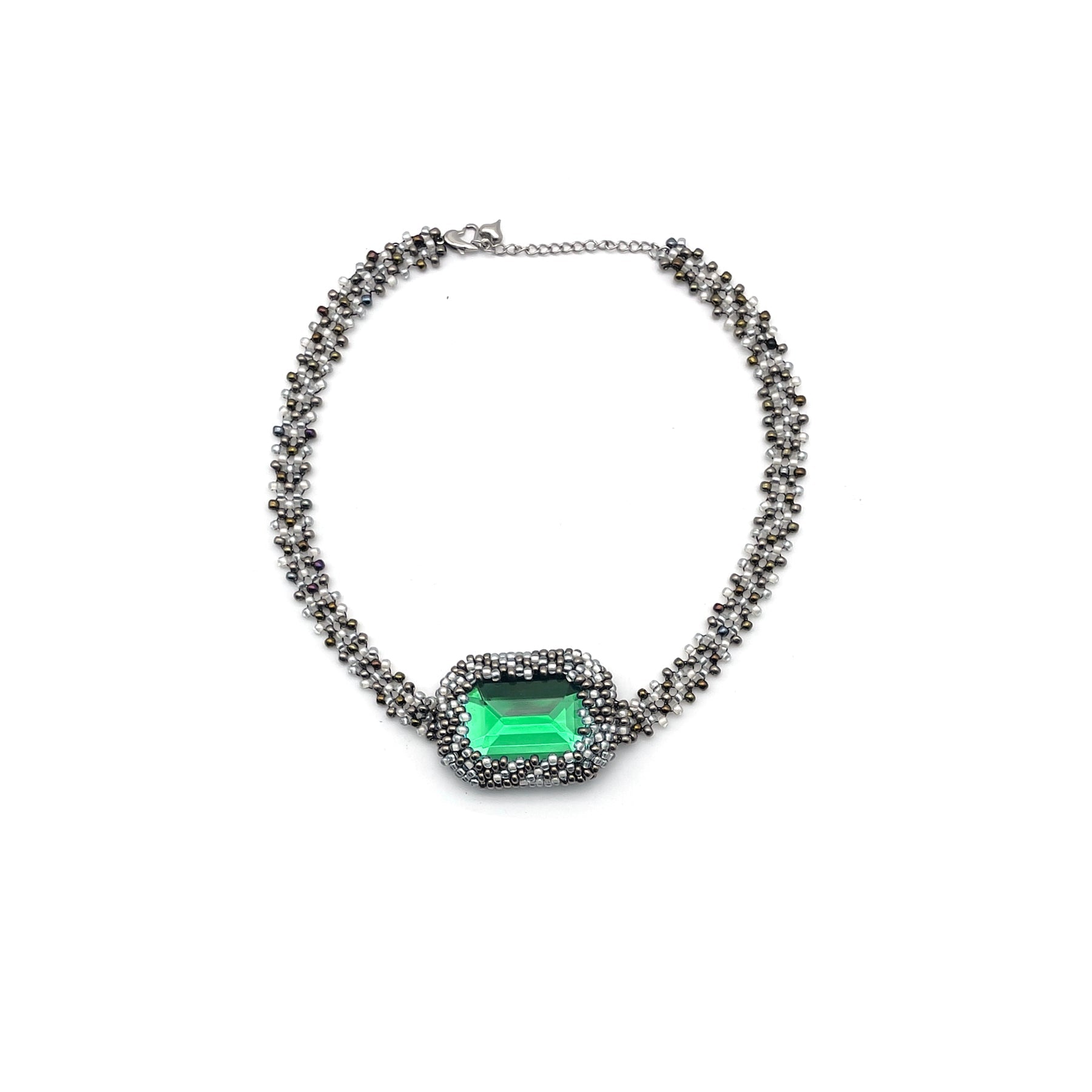 YUEQIQI - Beaded Jubilee Necklace - AW23 - GREEN